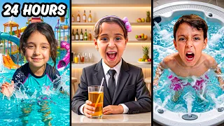 تحدي 24 ساعة ⏰ أماكن مختلفة في البحر 🪼النهاية صا دمة 😱