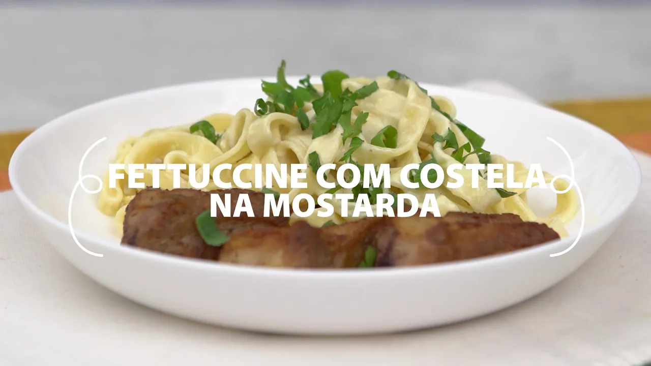 Fettuccine com costela na mostarda