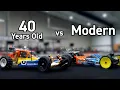 Lagu 40 jaar oude vs. moderne R/C-raceauto