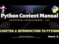 Ch 2 Introduction to python Part-1 PYTHON CONTENT MANUAL Skill Education AI 417