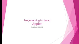 T Y B Sc Comp Sci Programming in Java - I Applet Lecture 1