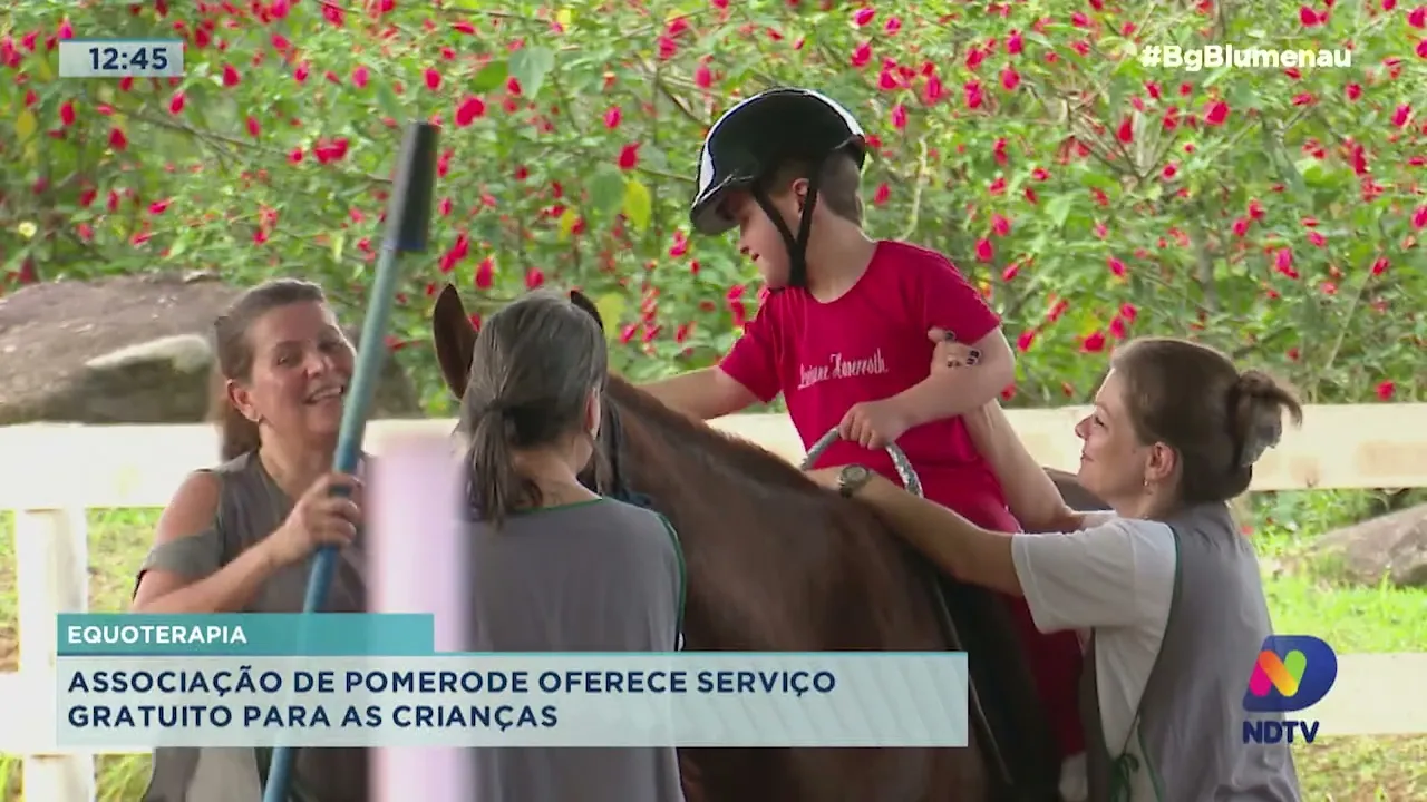 Equoterapia: associação de Pomerode oferece serviço gratuito à crianças