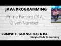 Java Program To Find Prime Factor For A Given Number Hindi