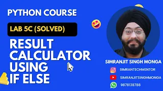 Lab 5c Result Calculator Python Solved Program Simranjit Singh Monga