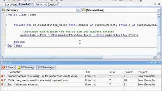 VB Visual basic 2008 Saving Executing Projects - Recognizing Error Types