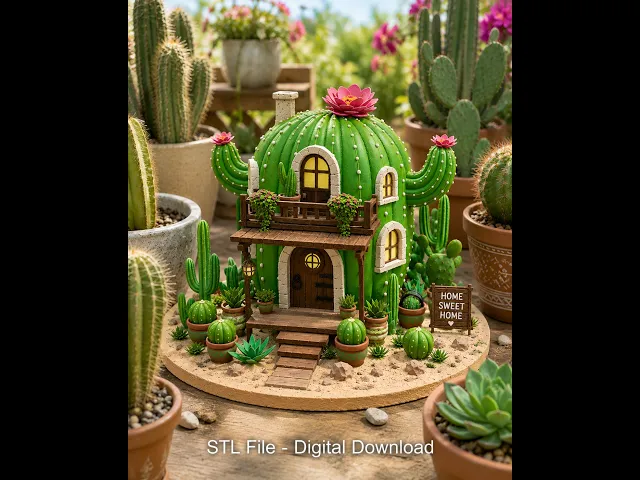 Cactus Cottage House STL File for 3D Print video thumbnail