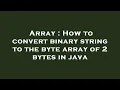 Array How to convert binary string to the byte array of 2 bytes in java