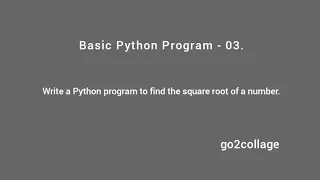 EP 03 Language Python Basic Program I go2collage