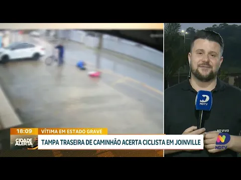 Ciclista fica gravemente ferido após ser atingido por tampa de caminhão em Joinville