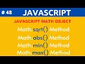 JavaScript Math Object Tutorial In Hindi Part 48 Math sqrt Math abs Math min Math max Method