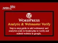 Wordpress Analytics and Webmaster Setup Using header php in Theme Editor
