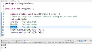 How to swap two numbers without using third variable in java