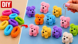 Easy & Fast! Cute Dog Keychain from a Hair Scrunchie 🐶 No Pattern Needed!
