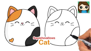 how to draw a cute cat easy squishmallows