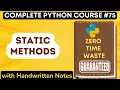 Static Methods in Python with Notes Python Tutorial -