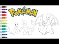 Pokemon Charmander Evolutions Charmander Charmeleon Charizard Coloring Book Page