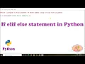 If Elif Else Statement in Python Python Tutorial For Beginners