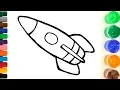Animated Art Space Rocket coloring pages Learn Colors for kids Toddlers BoBo Art 0
