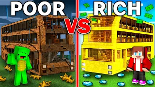 mikey poor vs rich jj bus survival battle in minecraft maizen 