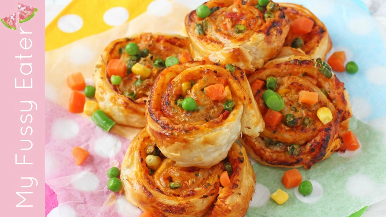 Veggie Pizza Roll Ups   Puff Pastry Pizza for Kids