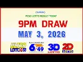Lotto Results Today 9pm May 3 2026 PCSO