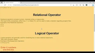 Assignment Relational and Logical Operators in JavaScript