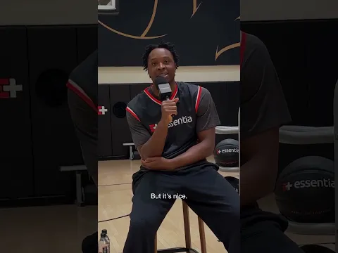 We caught up with #OGAnunoby at the Essentiawater Supercharged Court in Times Square.