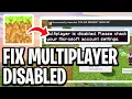 How To Fix Multiplayer Disabled In Minecraft - Step By Step
