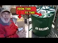 Unboxing Testing a 50-Gallon Collapsible Rain Barrel for Garden Irrigation