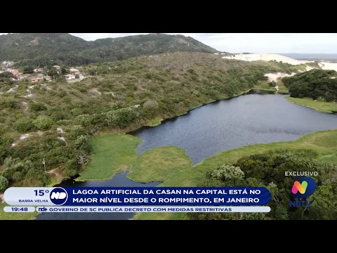 Lagoa artificial da Casan na Capital está no maior nível desde o rompimento em Janeiro