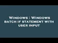 Windows Windows batch if statement with user input