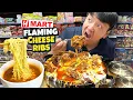 H-Mart FOOD COURT Flaming CHEESE RIBS BEST Korean INSTANT NOODLE at San Francisco H-Mart