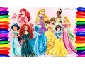 Coloring Book Coloring Pages Disney Princess Belle Rapunzel Jasmine Cinderella Learning Colors