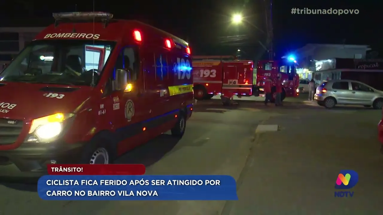 Trânsito! Ciclista fica ferido após ser atingido por carro no bairro Vila Nova
