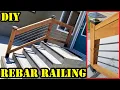 DIY Custom Rebar Wood Railing for concrete stairs