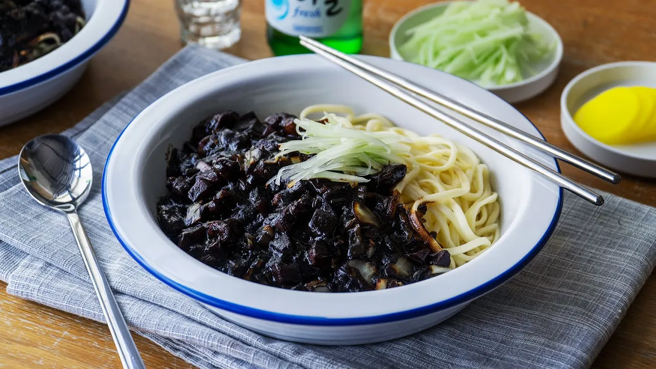 Homemade Korean Blackbean Noodles, Jajangmyeon - 