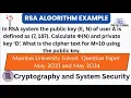 RSA Algorithm Example Solved MU Question Paper 2022 2023 2024 RSA Key Generation Explained