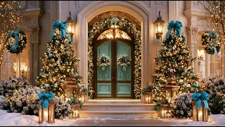 Christmas Entrance Color Theme 2026 Elegant Bronze Patina Cool Blue Azure Ideas