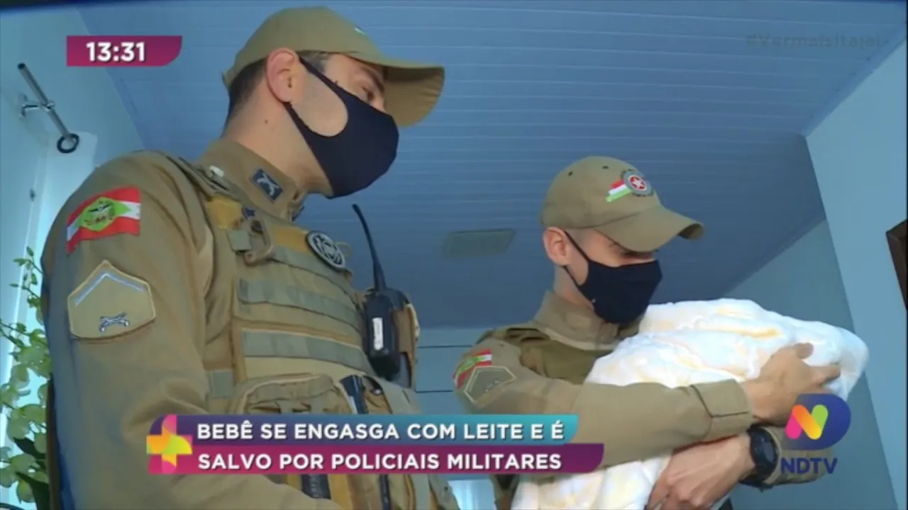 Bebê se engasga com leite e é salvo por Policiais Militares