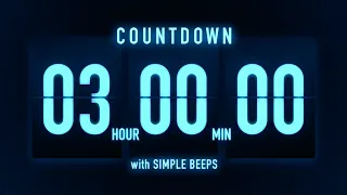 3 Hours Countdown Timer Flip Clock With Simple Beeps 