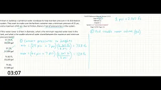 PE Exam Practice Problem Water Tank Height vs Loss