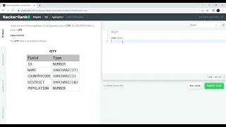 HackerRank SQL Japan Population SQL Learning