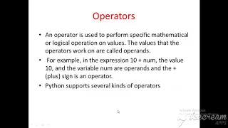 Operators in Python Arithmetic operators