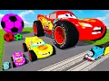Download Lagu Big \u0026 Small Lightning Mcqueen vs Long Slide Game with Thomas Trains - BeamNG.drive