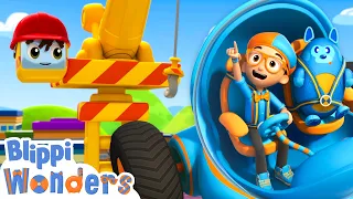 How Does a Crane Work? 🤔 Learn Construction Vehicles with Blippi! 🚧🏗️