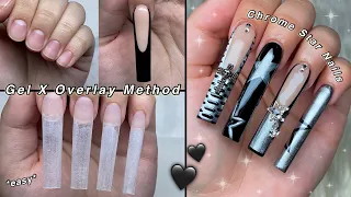CHROME STAR GEL X NAILS GEL X OVERLAY METHOD EASY STAR NAIL ART Nail Tutorial