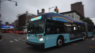 NYC Bus Williamsburg bound XD60 6128 B44 SBS entering Williamsburg Bridge Plaza