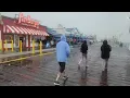 Walk in the rain in Santa Monica Beach on Thursday December 23 2021