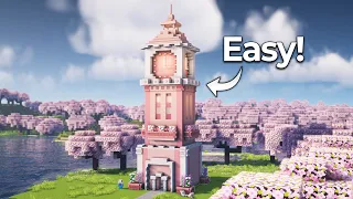 ⛏️ Minecraft :: 🌸 How to build a Cherry Blossom Clock Tower House 🕒