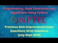 Previous Unproctored Exam Question Solution PDSA Python NPTEL
